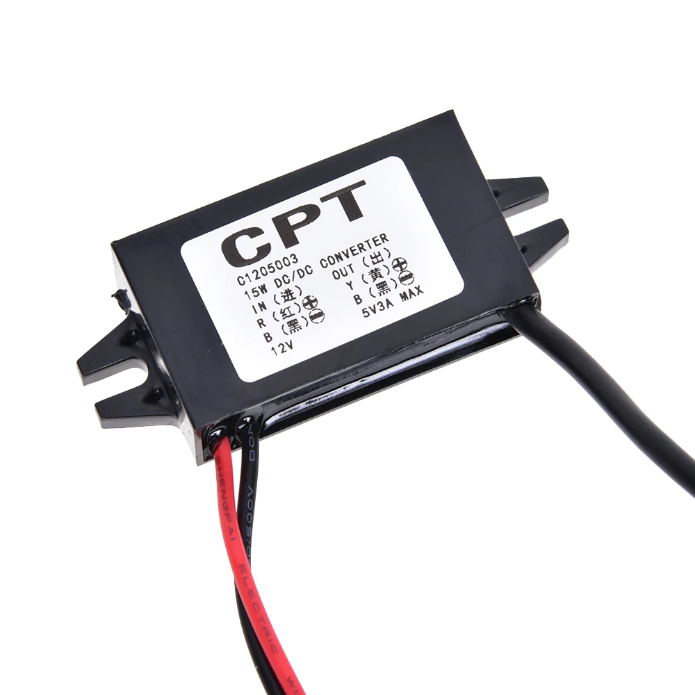 DC-DC Converter 12V to 5V 3A Step Down Power Supply Module Micro USB Waterproof