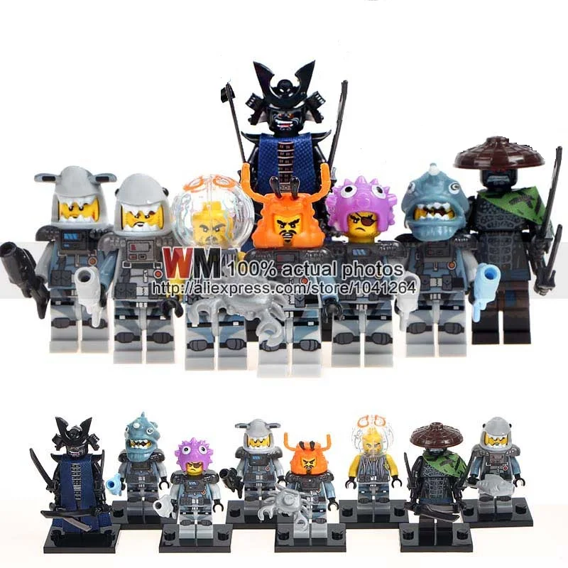 10 лотов PG8077 Garmadon Shark Army большой белый пуховик фонарь Рыба свинец Краб Джерри хамер строительные блоки игрушки