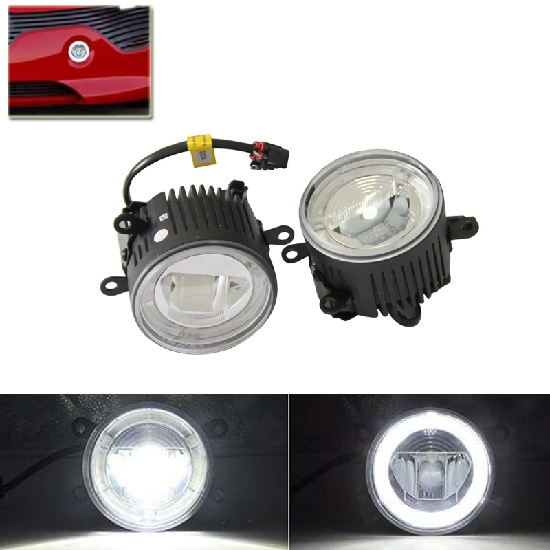 3.5" 90MM E4 R87 Round Led Fog Light Assembly Kit W/ Daytime Running