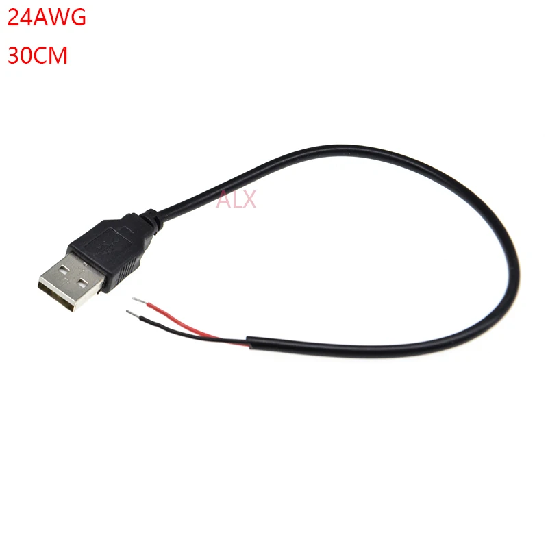 24AWG 30 см TYPE-A USB разъем с проводом 2PIN diy usb кабель зарядный кабель для одного цвета 5050 3528 гибкий светодиодный светильник