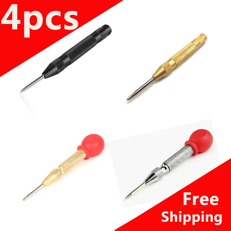 

4PCS Drill Automatic Center Punch Metal Spring Marker Drill Bit Tools Starting Holes Fast Drilling Broken Window Tools Power