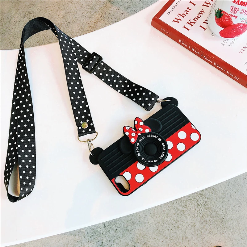 

3D cartoon cute phone case For iPhone X Xr Xs Max soft silicone all-inclusive Anti-knock For iPhone 6 6s 7 8 Plus lanyard Cover