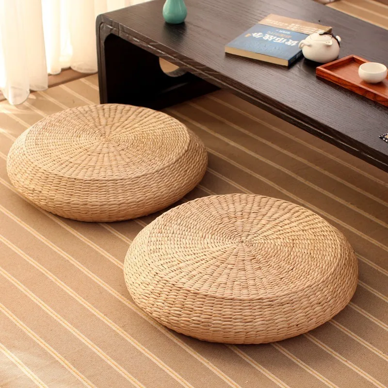 

HOT SALE Tatami Cushion Round Straw Weave Handmade Pillow Floor Japanese Style Yoga Chair Sofa Adult Child Home Seat Mat 40/45cm
