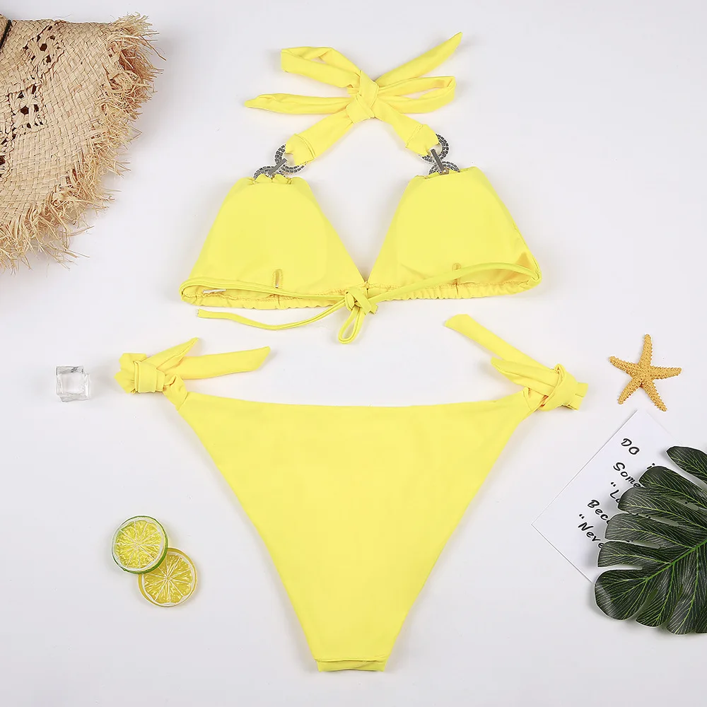 Mulheres Sexy Cristal Rhinestone bikini swimwear feminino