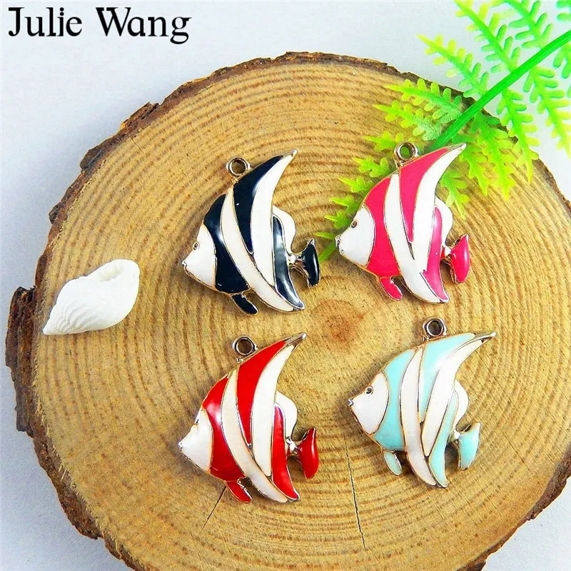 Julie Wang 6 шт. сплав Золотая основа красочная эмаль тропический фотоэлемент сделай