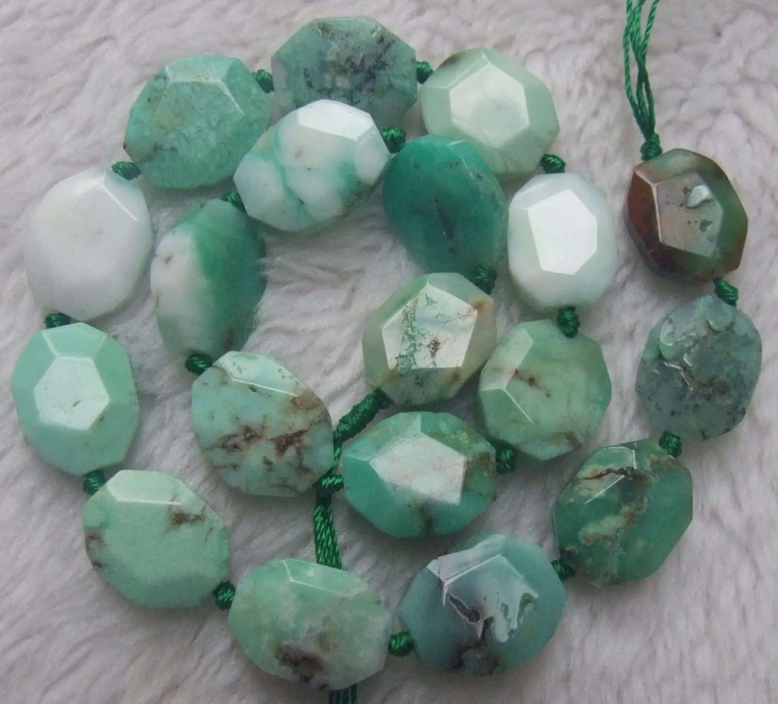 

13x18mm Natural Green Opal Faceted Freeform Loose Beads 15.5"