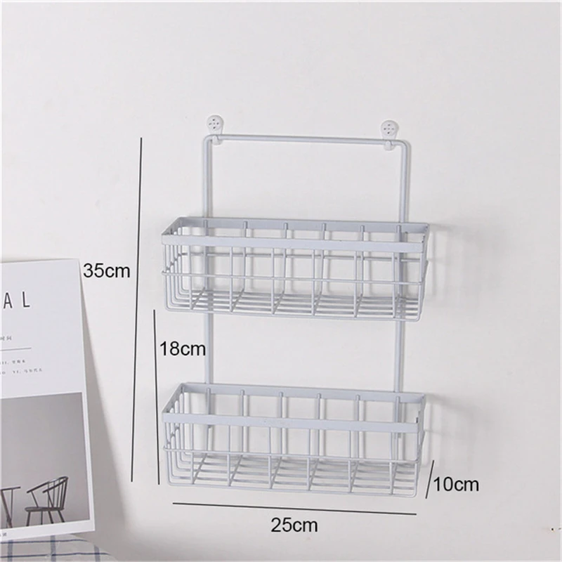 Двухслойная железная сетчатая корзина творческое, настенное кухонное для ванной комнаты, металлическая стойка многофункциональный