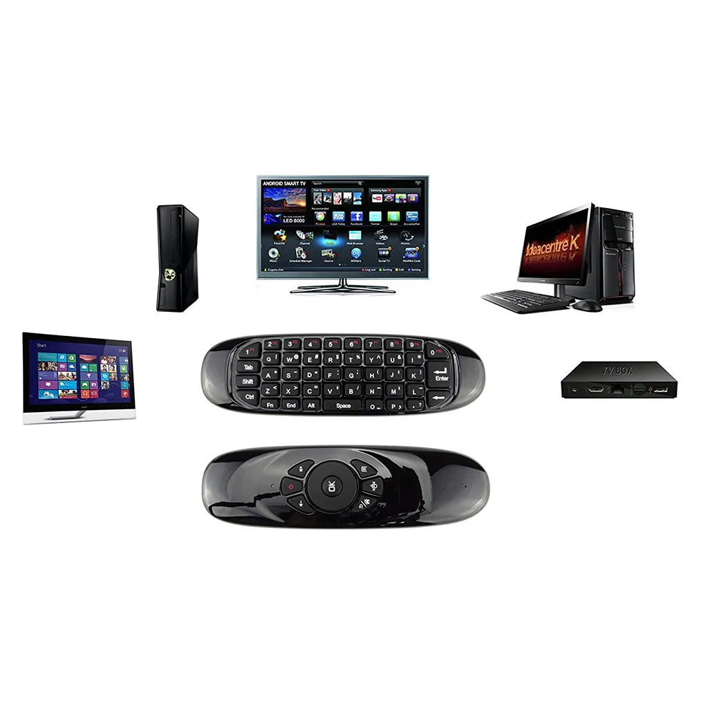 

C120 Wireless Remote Control Fly Air Mouse Russian English Rechargeable Mini Keyboard Handheld For Gaming Smart TV BOX PC #T20G