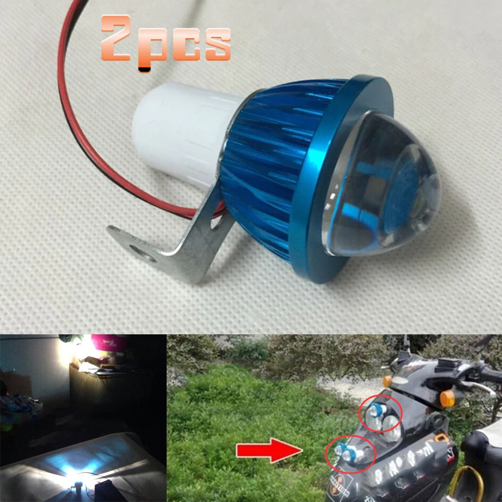 2pcs Fisheye Lens LED Motorcycle Headlight Work Head Light Driving Fog