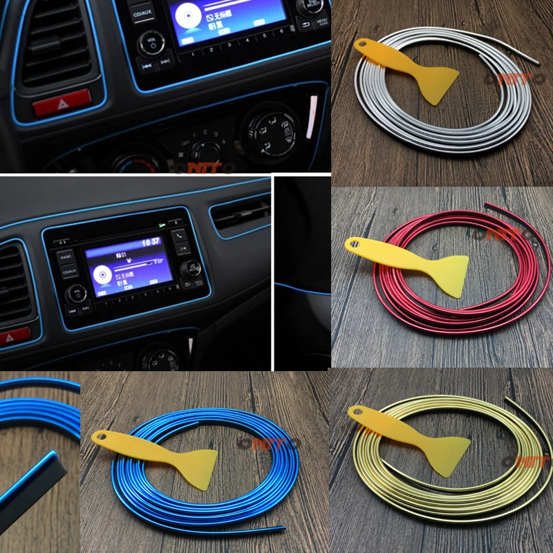 

5M Car Interior Moulding Strips Decoration Line Door Dashboard Air Vent Steering-wheel Flexible In Car-styling Auto Accessories