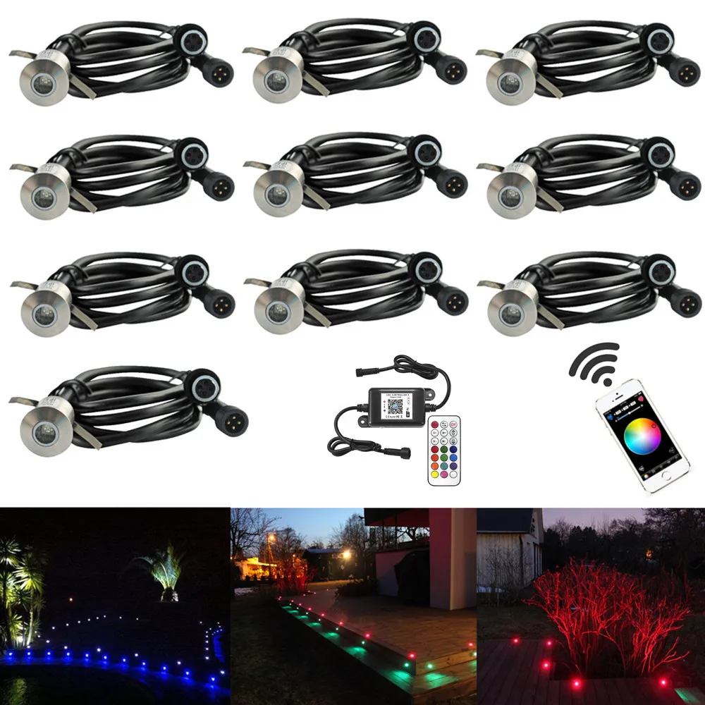 10X WIFI умный дом 22 мм 12 В RGB многоцветный Двор Пейзаж Светодиодный палубный
