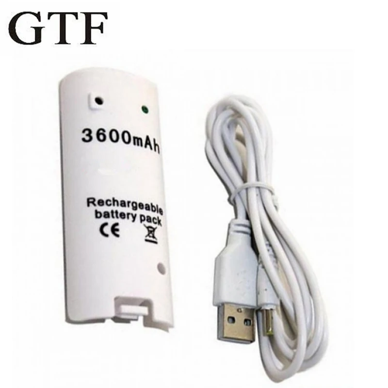 GTF 3600mAh Rechargeable Game Battery with Charging Cable for Nintendo Wii Remote Controller game machine battery