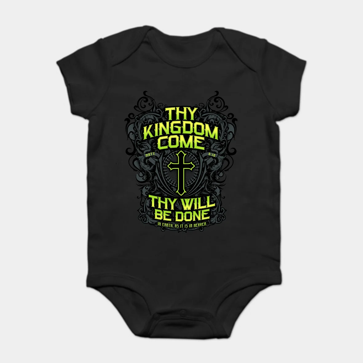 

Baby Onesie Baby Bodysuits kid t shirt Funny white Black tee Kingdom Come T - Shirt Christian T Shirt