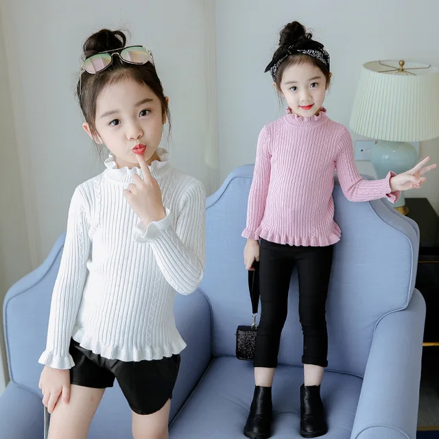 

turtleneck sweater baby girls sweater fleece knitted long sleeve kids clothes autumn winter 2018 casual children school clothing