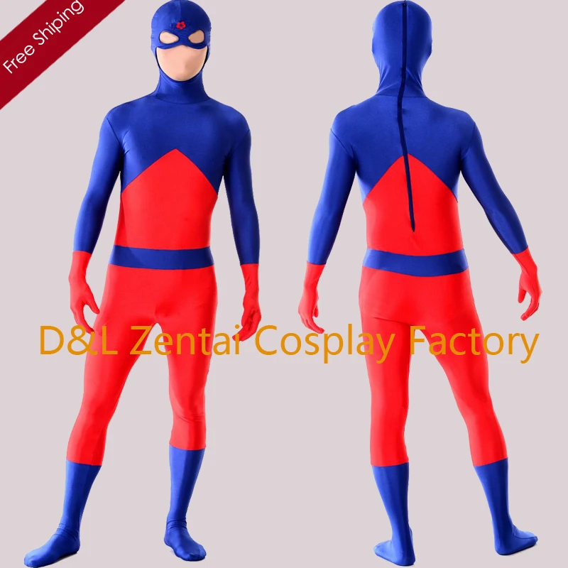 Free Shipping DHL DC Comics Atom Ray Palmer Superhero Costume Fullbody Lycra Spandex Halloween Cost