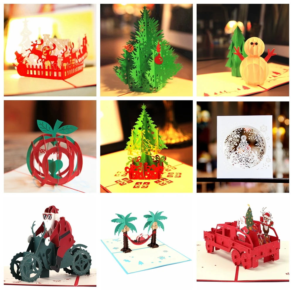  3D Pop up Christmas Gifts Greeting Cards for Party Invitation All Occasion