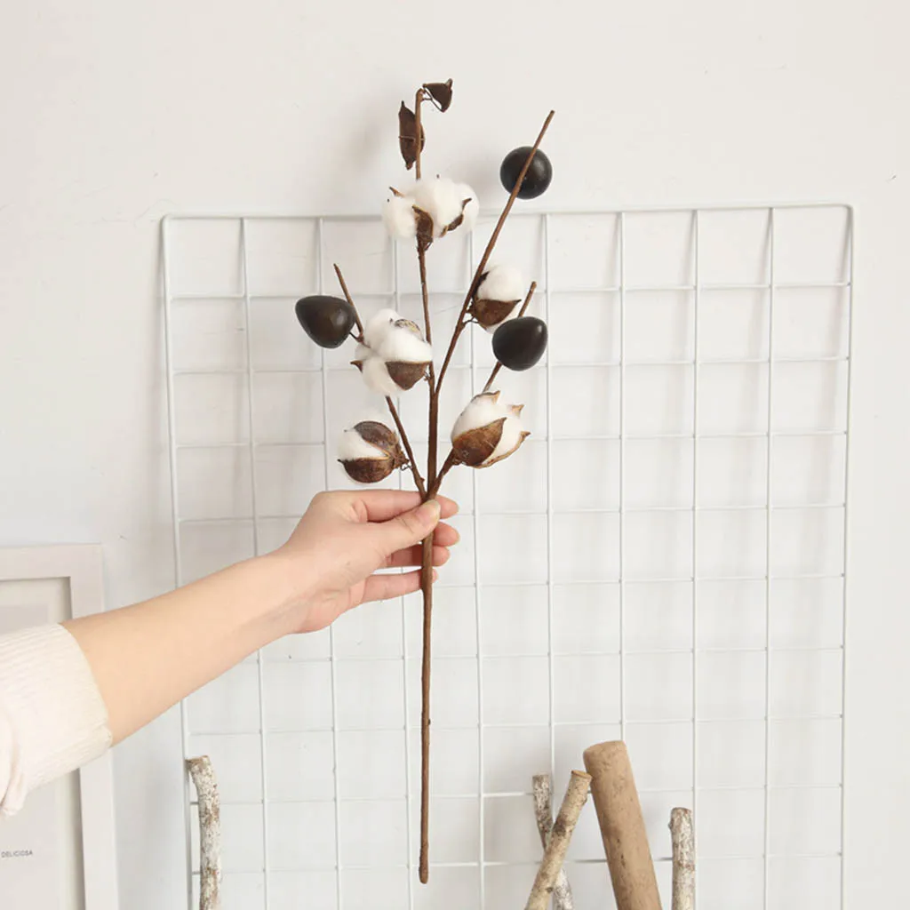 

Artificial Naturally Dried Cotton Stem Farmhouse Flower Filler Floral Home Decor Artificial Dried Flowers