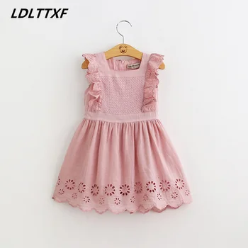 

Vestidos Kids Girl Ruffle Dress 2018 Toddler Girl Summer Pink Lace Dress 2-7Year Princess Birthday Party Dress Children Clothing