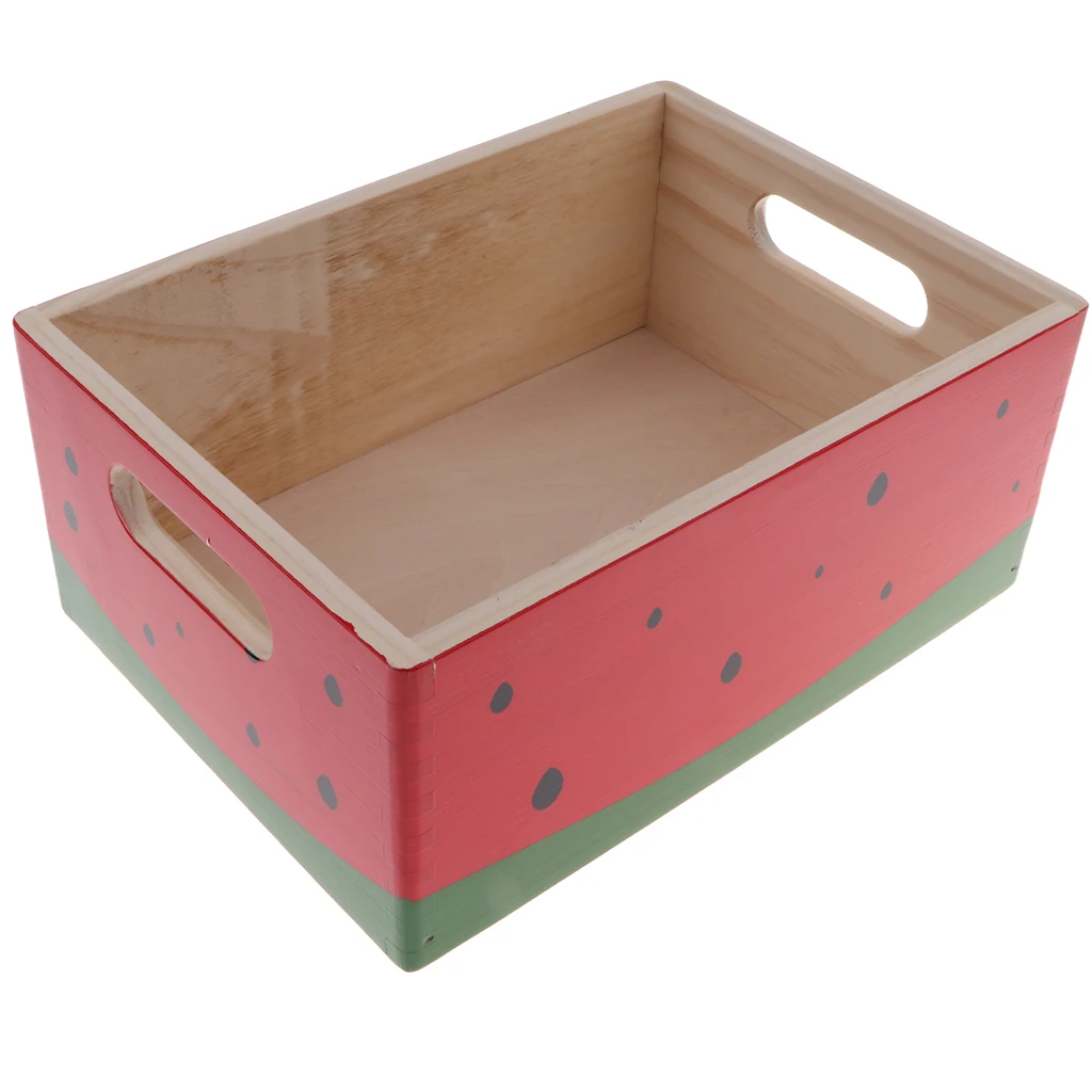=Wooden Watermelon Storage Box for Ketchup Play Food Kitchen Pretend Play Cooking Props Chef Role Play Preschool Toys