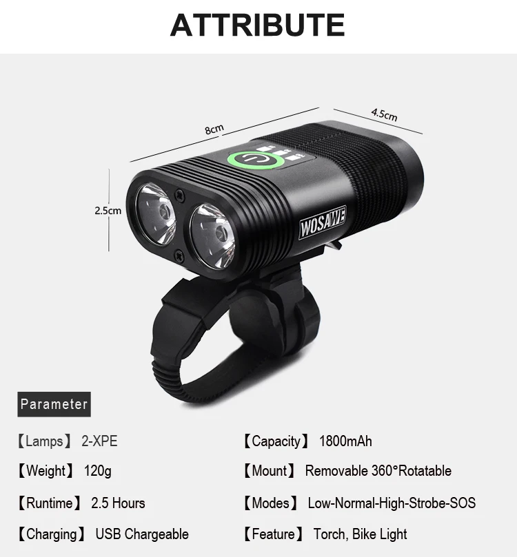 Best WOSAWE 2400 lumens LED Flashlight USB Rechargeable Lanterna Bike light Wide floodlight IP67 Waterproof SOS Cycling Accessories 2 Best WOSAWE 2400 lumens LED Flashlight USB Rechargeable Lanterna Bike light Wide floodlight IP67 Waterproof SOS Cycling Accessories 2