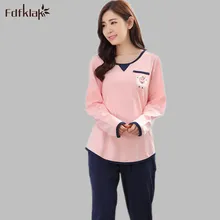 Fdfklak, M-XXL размера плюс, осенне-зимняя Хлопковая пижама для женщин, пижама Para Mujer, женские пижамы с принтом, штаны для сна, домашняя одежда, E0875