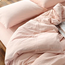 AHSNME-ropa de cama suave de algodón para 100%, edredón Rosa sencillo, funda de almohada lavada