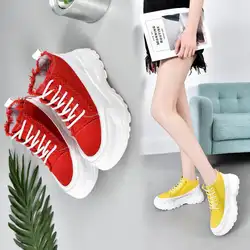 Tleni высокое качество женская спортивная обувь прогулочная обувь толстая подошва осень 2018 новые кроссовки парусиновая дышащая обувь ZK-105
