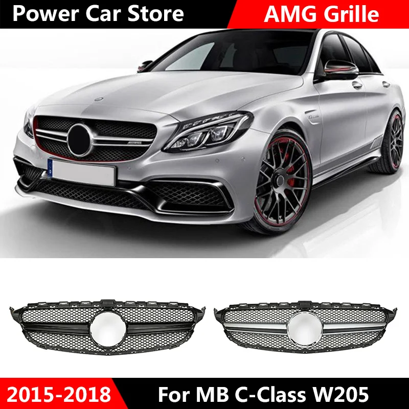 Передняя решетка для Автомобиля AMG Style хромированная серебристая глянцевая