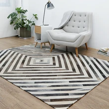 Ковер в полоску из натуральной коровьей кожи для гостиной, прикроватный ковер из натурального меха коровы, ковер для виллы, декоративный ковер из меха для офиса