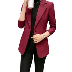 * Мода 2019 г. демисезонный модный, застегивающийся на одну пуговицу Блейзер офисный официальный для женщин пиджаки для женщин одноцветное