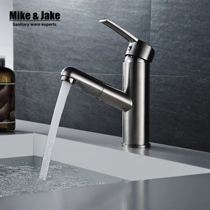 Buy Pull out brush nickel basin sink tap bathroom