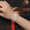 TREAZY 1-8 Rows Rhinestone Crystal Bracelet Bangle Elastic Bling Wristband Wedding Bridal Bridesmaid Bracelet Jewelry Gifts 4