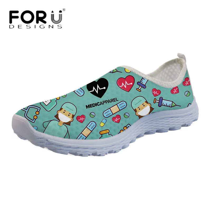 FORUDESIGNS/модная обувь для кормящих женщин с героями мультфильмов; обувь для медсестры; дизайн с дышащей сеткой; кроссовки для бега; женская повседневная обувь на плоской подошве - Цвет: HM1143AA