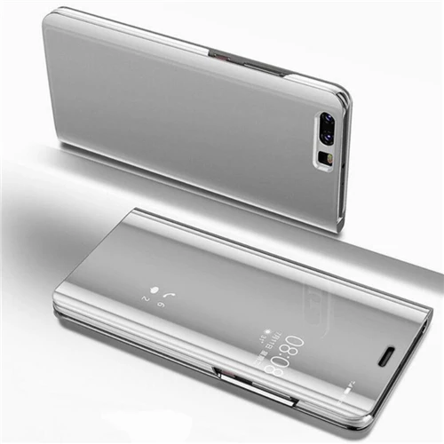 Silver Clear View Зеркало чехол для huawei P8 P9 P10 P20 Lite плюс Коврики 10 20 lite pro флип чехол для honor 10 9 8 nova 3 3i Y6 Y7 Y9 - Цвет: Silver