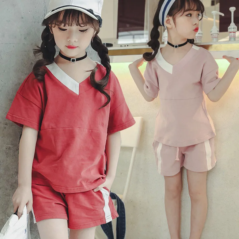 Children Sport Suits Clothing Set For Teenage Girls 2Pcs Sportswear