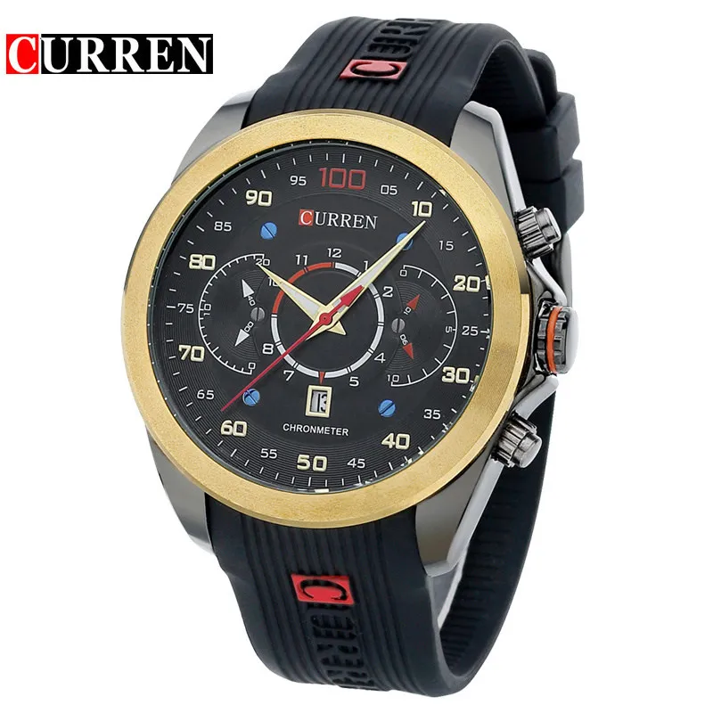 

Curren Mens Watches Top Brand Luxury Men's Sports Quartz Watches Silicone Wristwatches Relogio Masculino Men Curren Watches 2016