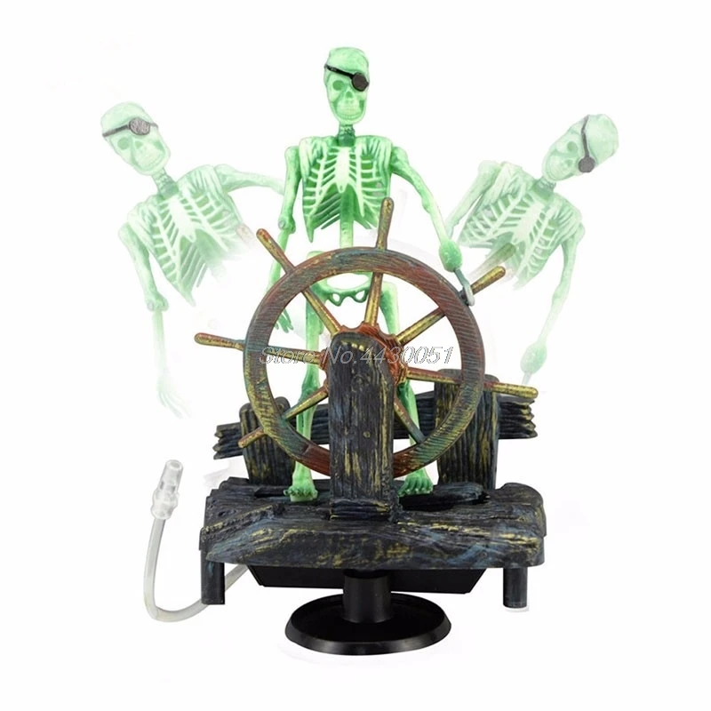 Action Aquarium Ornament Skeleton Pirate Captain Fish Tank Landscape