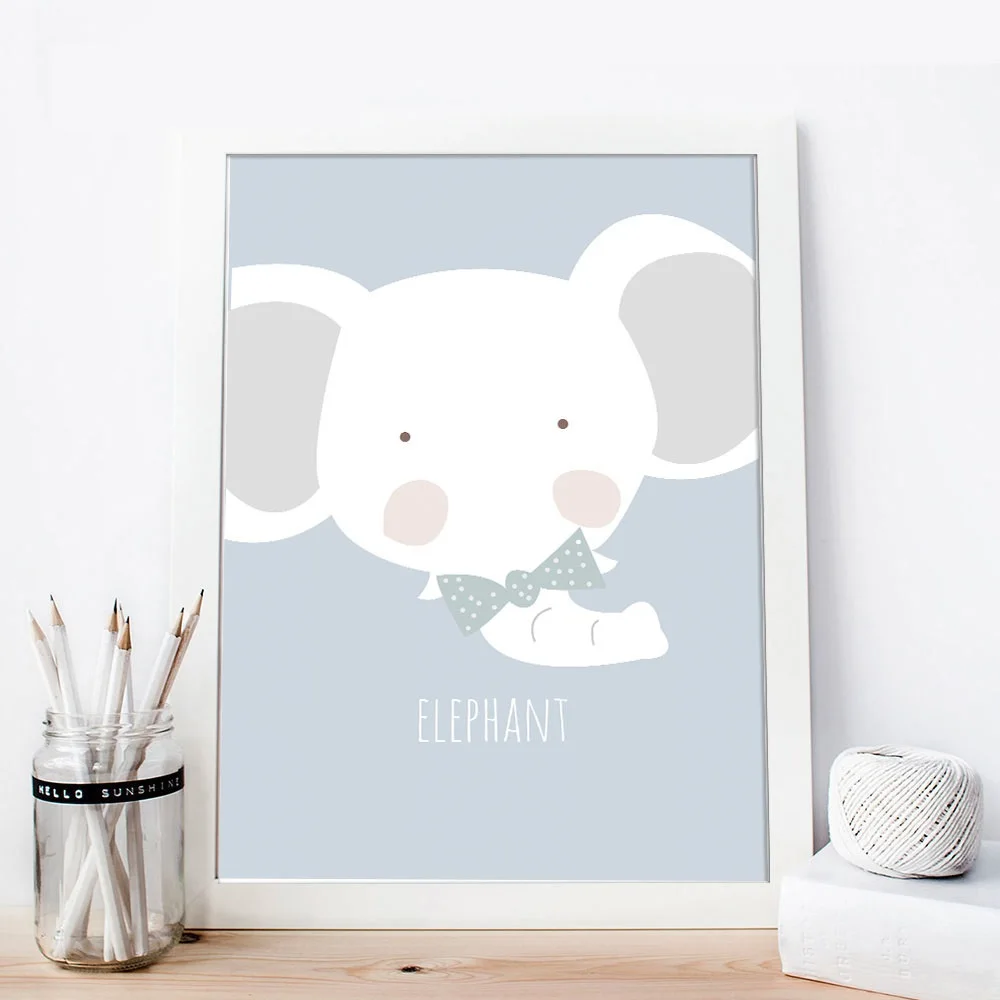 Cartoon-Animal-Polar-Bear-Elephant-Head-Canvas-Poster-Nursery-Simple-Wall-Art-Print-Painting-Nordic-Picture(4)