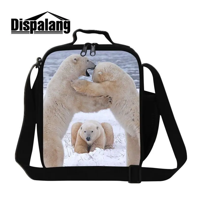 Dispalang Cute Polar Bear Prints Portable Insulated Lunch Cooler Bags