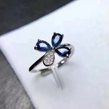 

Fidelity Natural 4*6mm sapphire stone Rings s925 sterling silver flowers fine Jewelry for women party Natural blue gemstone