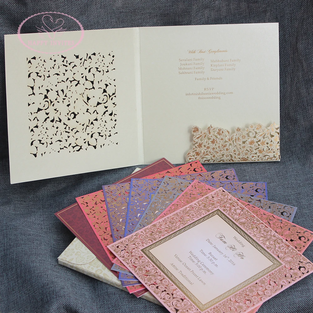 HI3025 - 07 Custom Luxury Wedding Invitation Cards in Laser Cut Design Made in China