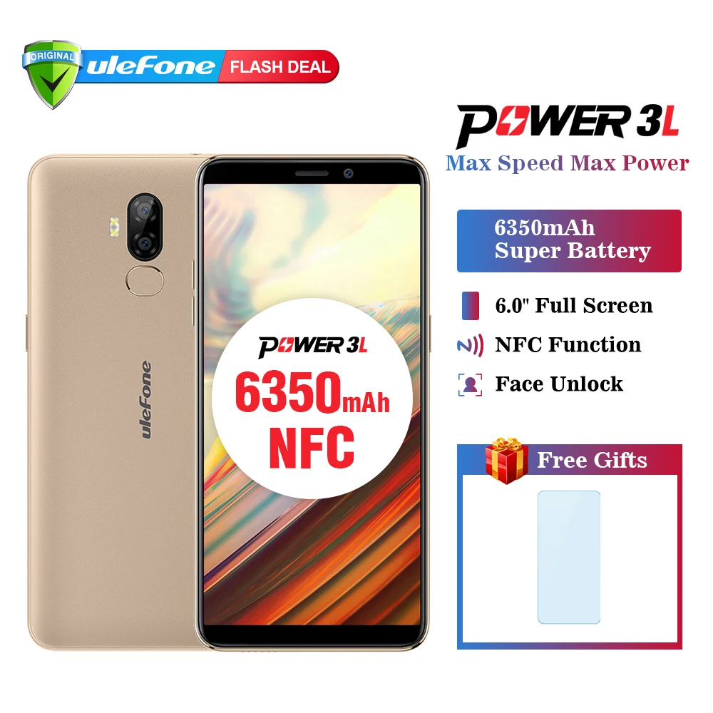 Ulefone Power 3L смартфон с 5 дюймовым дисплеем четырёхъядерным процессором MTK6739 ОЗУ 2 Гб