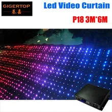 Огнеупорные солнцезащитные P18 3 м* 6 м светодиодный видео Шторы с автономном режиме контроллер для декорации для диджея 90 V-240 V трехцветный свет Шторы