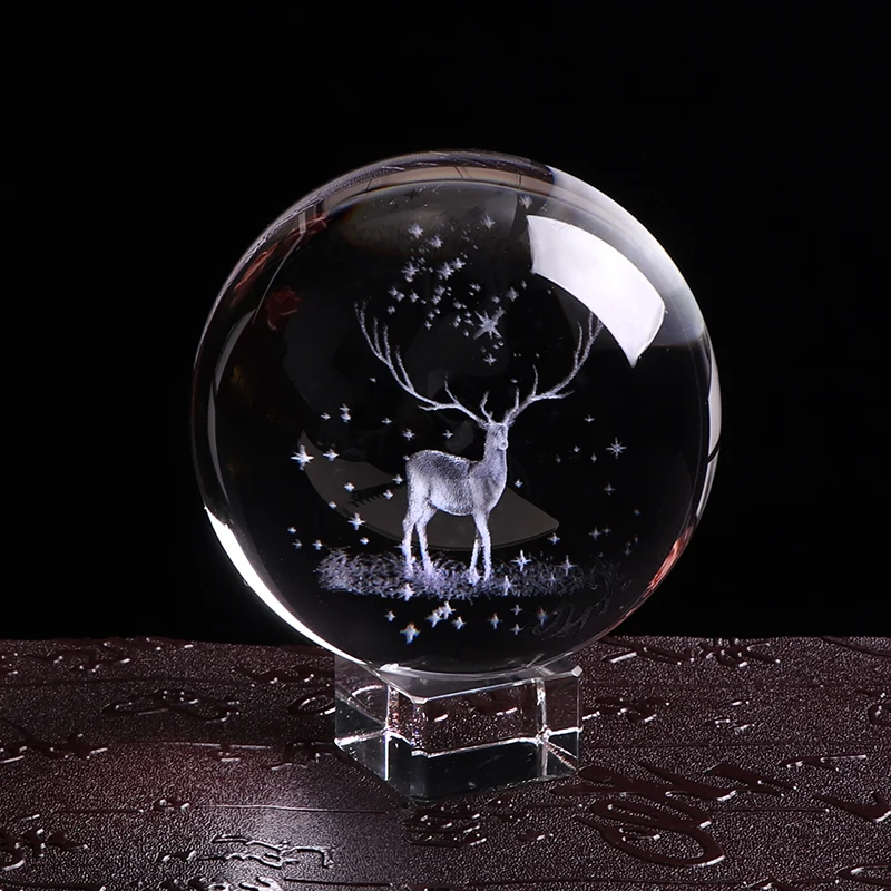 Transparent inter-carven 3D Crystal Ball Big Marble Home Decorate Gift 6cm 8cm 