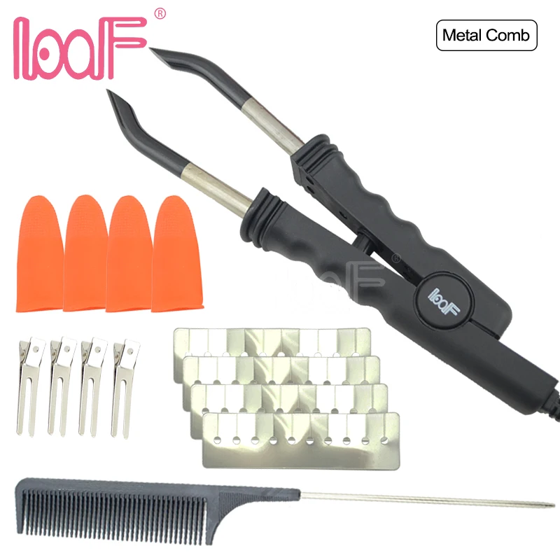 

LOOF JR618 Flat Plate Hot Fusion Heat Connector Pre-bonded Hair Extension Iron Hot Fusion Wand Hair Connector Tool Kits