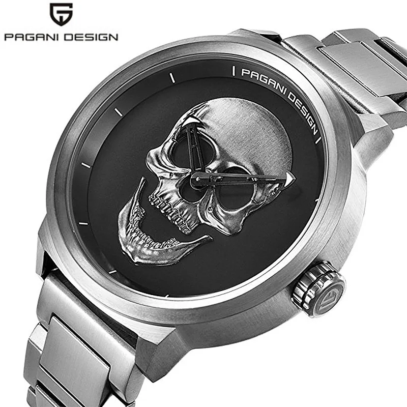 Kopen 2017 Pagani Piraat 3D Schedel Personaliz Horloges Quartz Mannen Horloge Merk Mens Militaire Sport Horloge Waterdicht Relogio Masculino