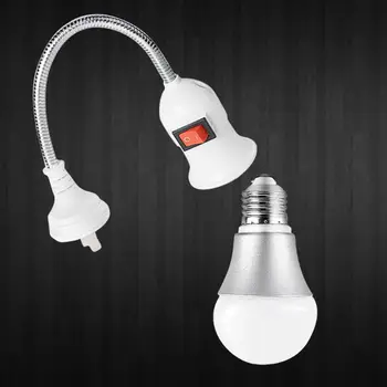 

E27 LED Bulb Lamp On/Off Switch Lighting Elongation Holder Flexible Angle Extension Thread Head Night Light Adapter Converter
