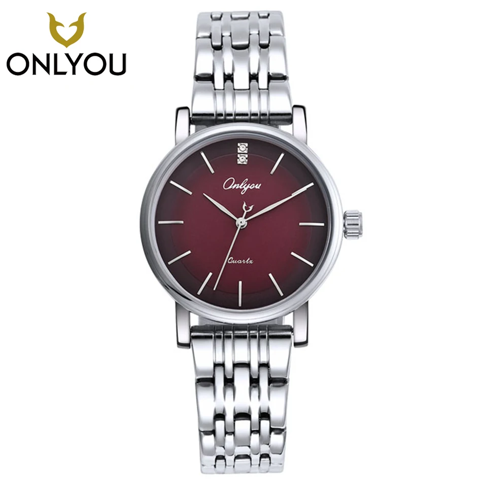 

ONLYOU Women Watches Top Brand Luxury Diamond Quartz Ladies Gold Dress Wristwatch Stainless Steel Men lovers Gift Clock Couple