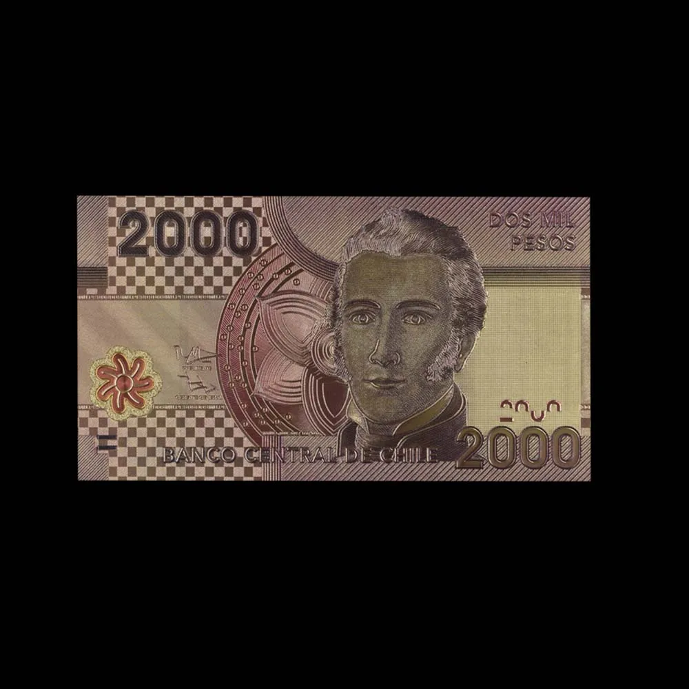 10 шт./лот новые продукты Чили 2000 песо золотые банкноты красочные мира для