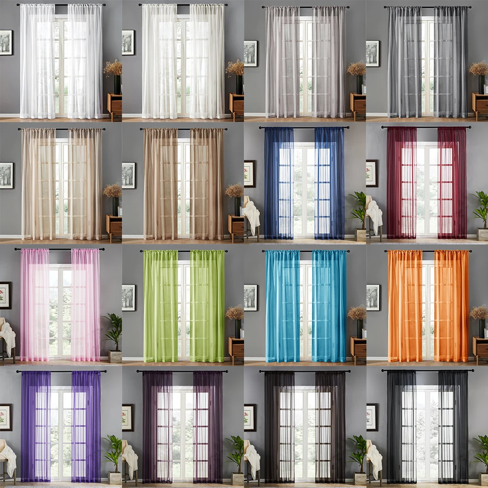 LISM Modern Solid Withe Tulle Window Curtains For Living Room Bedroom Decorations Panel Kitchen Sheer Voile Curtains Finished|Curtains| - AliExpress